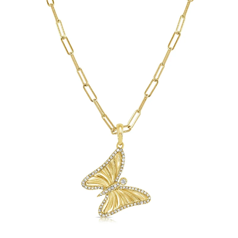 Retro deco necklaces-Joelle Diamond Butterfly Necklace 1/4 CTTW 14K Yellow Gold 16-inch