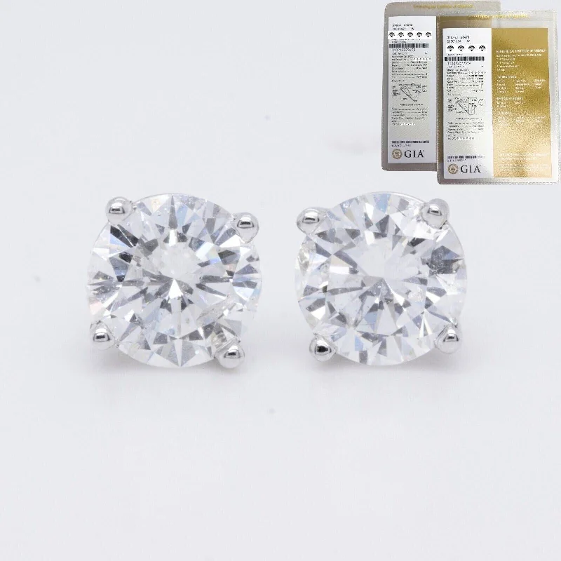 Smooth drop earrings-GIA 14k White Gold Round Diamond Basket Stud Earrings 1.32ctw F I1 / F I2 CERTS