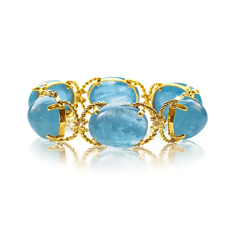 Oak grain bangles-Pebble Bracelet in Aquamarine