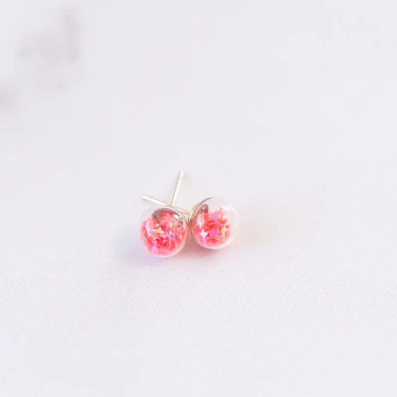 Petal hoop earrings-Hot Pink | Mini Star Confetti Stud Earrings