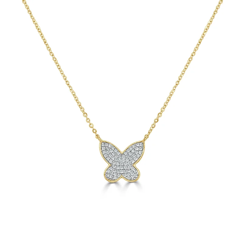 Shiny gold necklaces-Joelle Diamond Butterfly Necklace 14K Gold