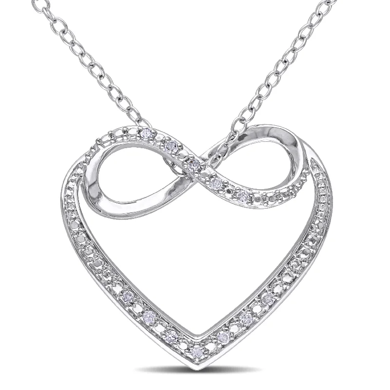 Retro deco necklaces-Miadora Sterling Silver Diamond Heart Infinity Necklace