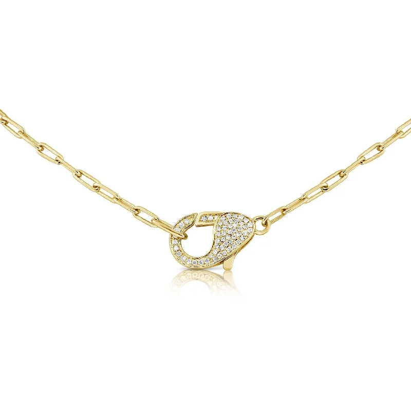 Raised bar necklaces-Joelle Diamond Lobster Link 14K Yellow Gold Chain Necklace 1/8 ct