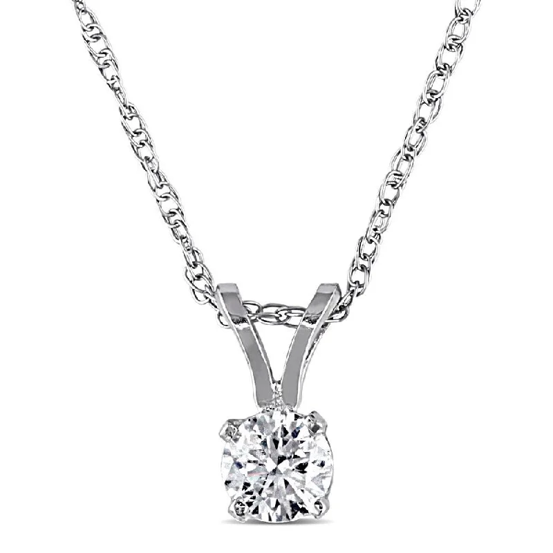 Flat knot necklaces-Miadora 14k White or Yellow Gold 1/4ct TDW Diamond Solitaire Drop Necklace