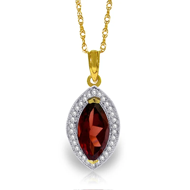 Zodiac charm necklaces-2.15 Carat 14K Solid Gold Hayworth Garnet Diamond Gemstone Necklace