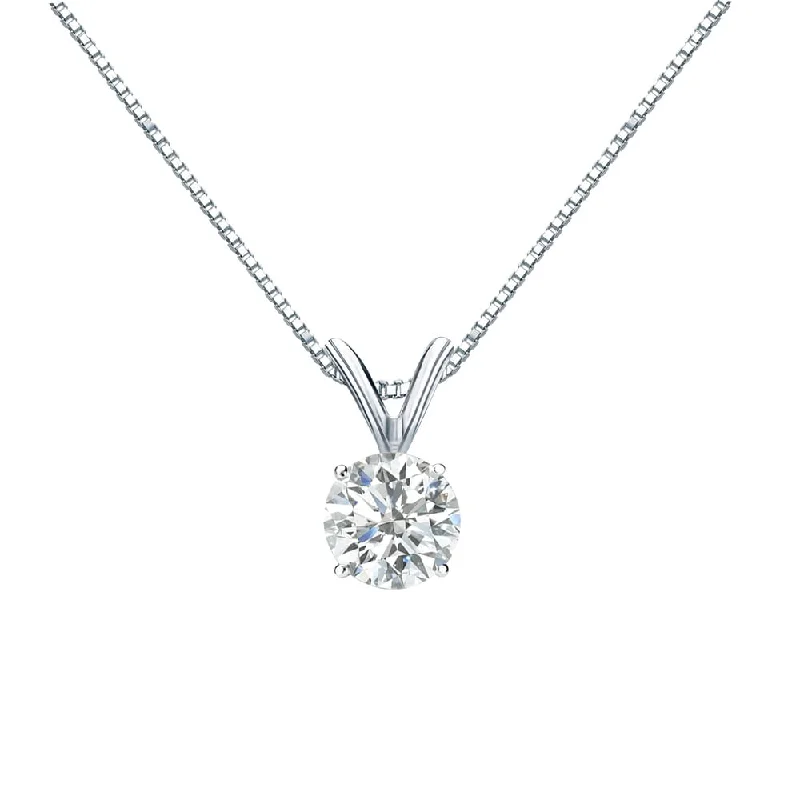 Fine bead necklaces-Auriya 1/2ctw Round Solitaire Diamond Necklace 18k Gold (H-I, SI1-SI2)