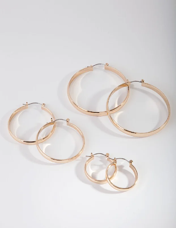 Fine bead earrings-Gold Size Hoop Earring Pack