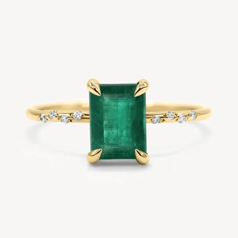 Large Starry Emerald Ring