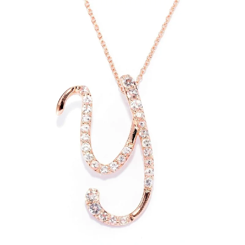 Loop knot necklaces-18k Rose Gold over Sterling Silver Round Morganite Initial Y Necklace