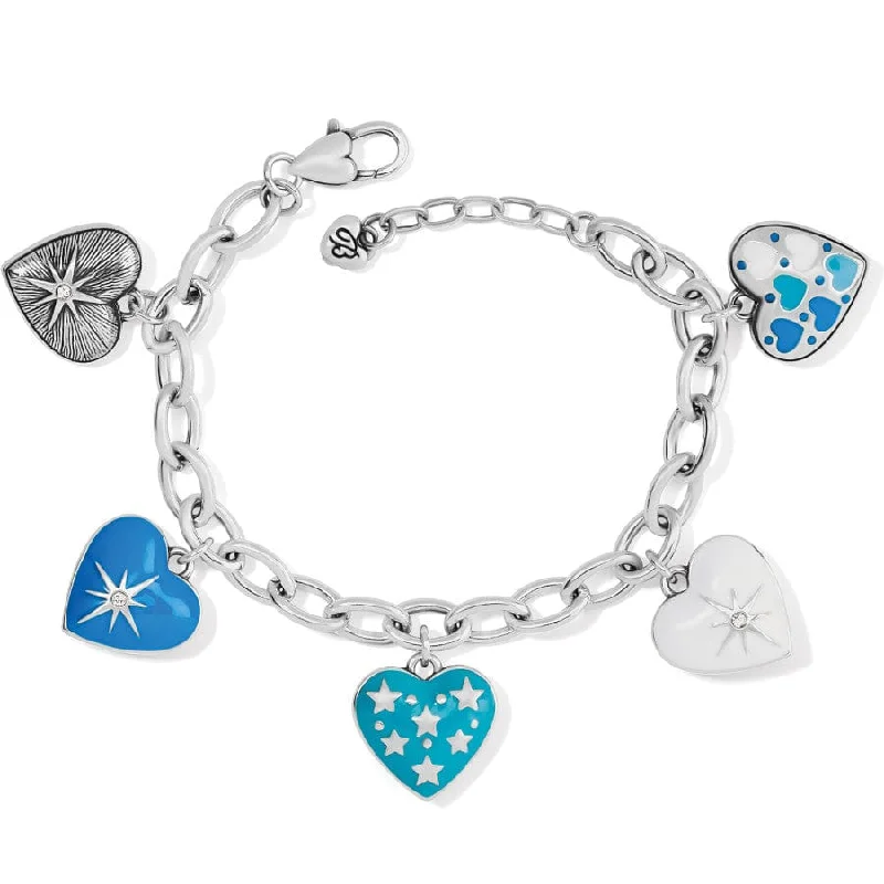 Tiny wing bangles-Amore Shades Hearts Charm Bracelet