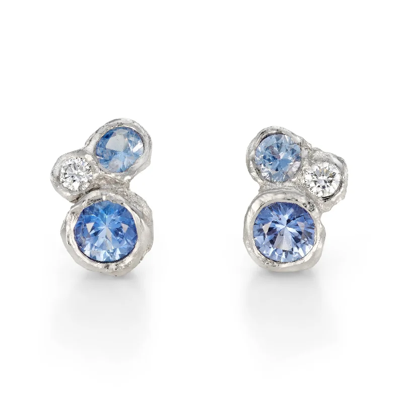 Pure gem earrings-Platinum Cluster Studs