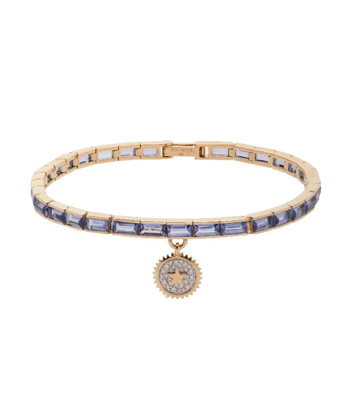 Bold gem bangles-North Star - Internal Compass : Tanzanite Baguette Bracelet