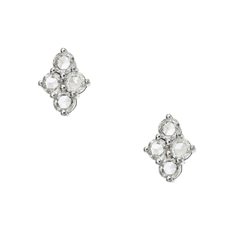 Deco style earrings-Asher Studs White Gold Rose Cut Diamond