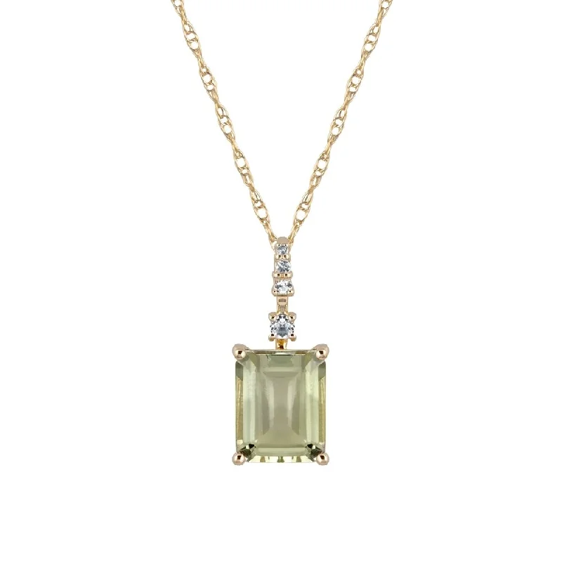 Wide chain necklaces-Viducci 10k Yellow Gold Genuine Emerald-Cut Green Amethyst Pendant Necklace