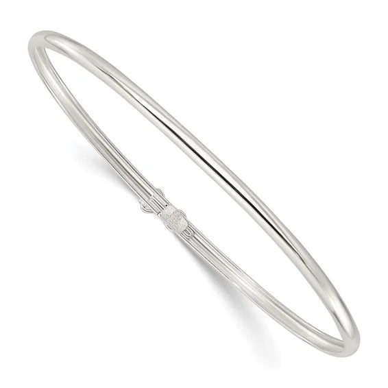 Open frame bangles-Silver Polished Flexible Bangle Bracelet