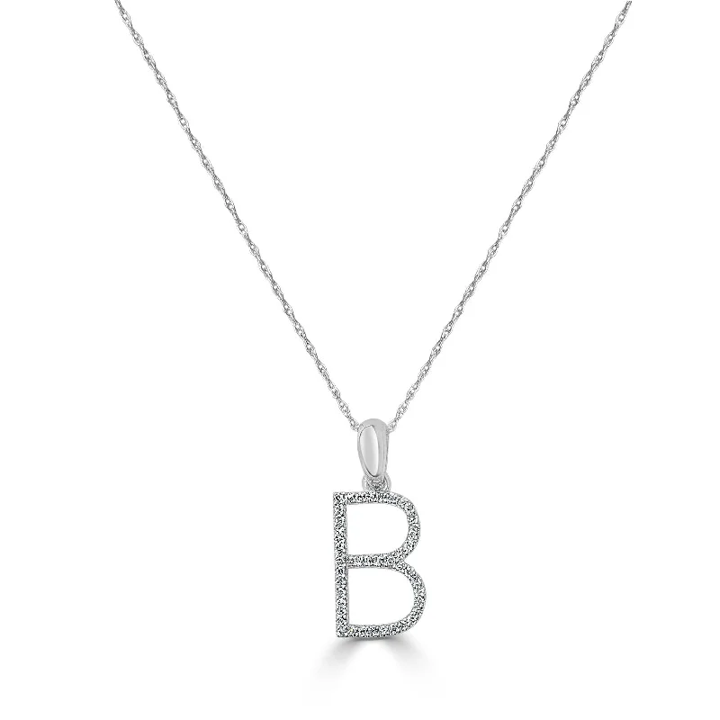 Sleek pendant necklaces-Joelle Diamond Initial B Letter Necklace 1/10 TDW I14K White Gold on a 16-inch Chain