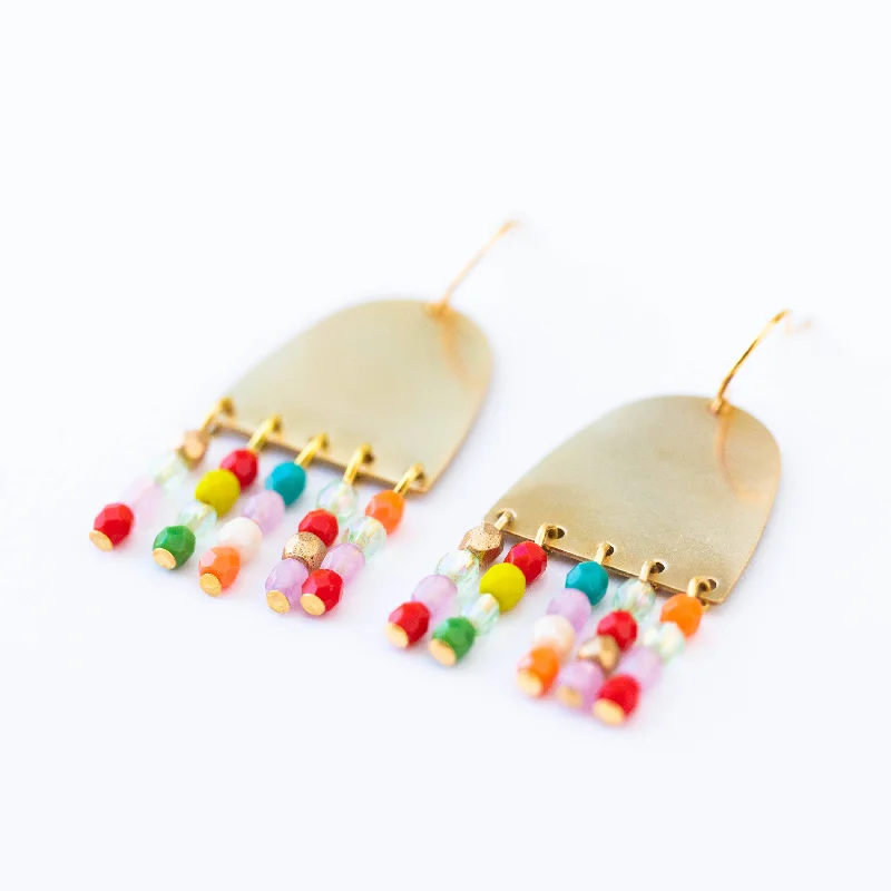 Wide bar earrings-Happy Fringe Earrings