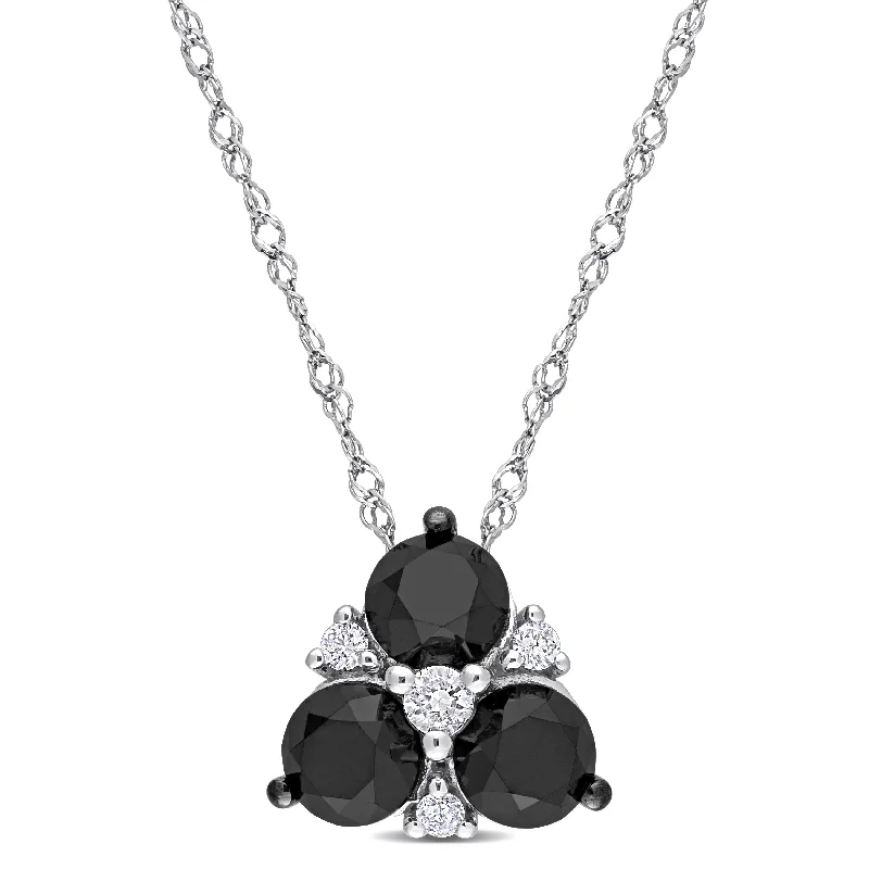 Agate stone necklaces-Miadora 1 1/2ct TDW Black and White Diamond Clustered Necklace in 10k White Gold