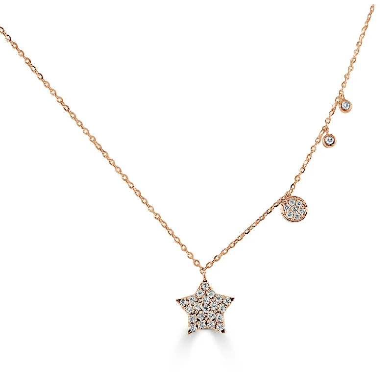 Stamped monogram necklaces-Joelle Diamond Star Necklace 14K Gold 1/5 ct TDW Adjustable to 16-18-inch Chain