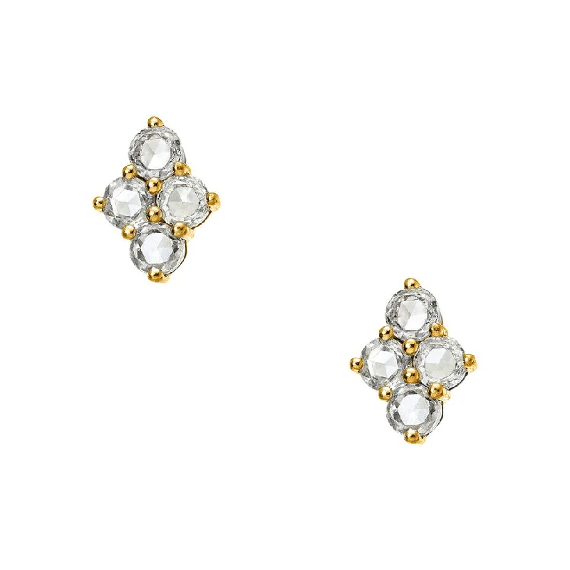 Tiny star earrings-Asher Studs Yellow Gold Rose Cut Diamond