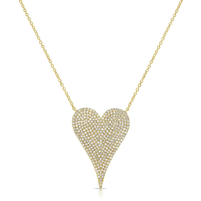 Loop knot necklaces-Joelle Diamond Heart Pendant Necklace 14K Yellow Gold 1/7 CT TDW