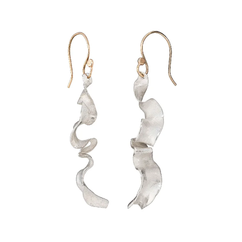 Coiled cord earrings-Sea Grass Drops Silver