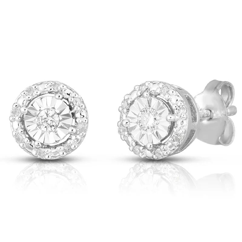 Bright stud earrings-Classic Diamond Solitaire Stud Earrings