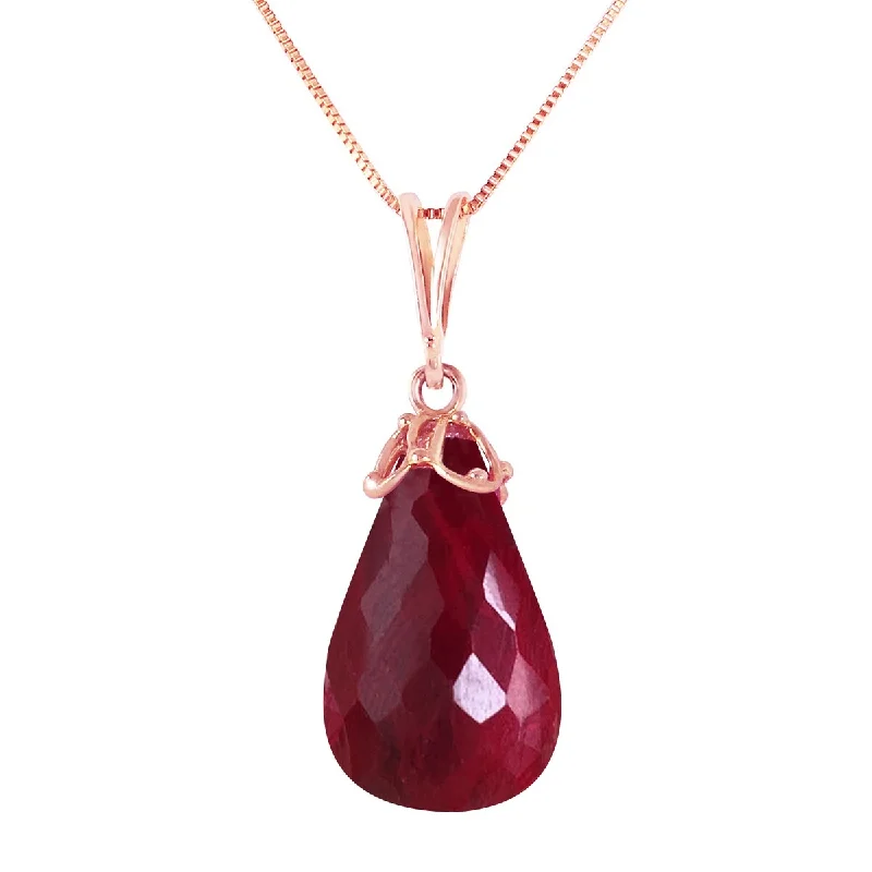 Amethyst pendant necklaces-14.8 Carat 14K Solid Gold Elegant Necklace Briolette Natural Ruby