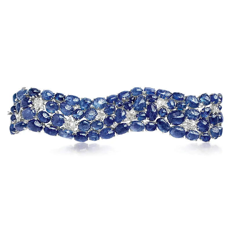 Polished word bangles-Stardust Bracelet in Sapphire