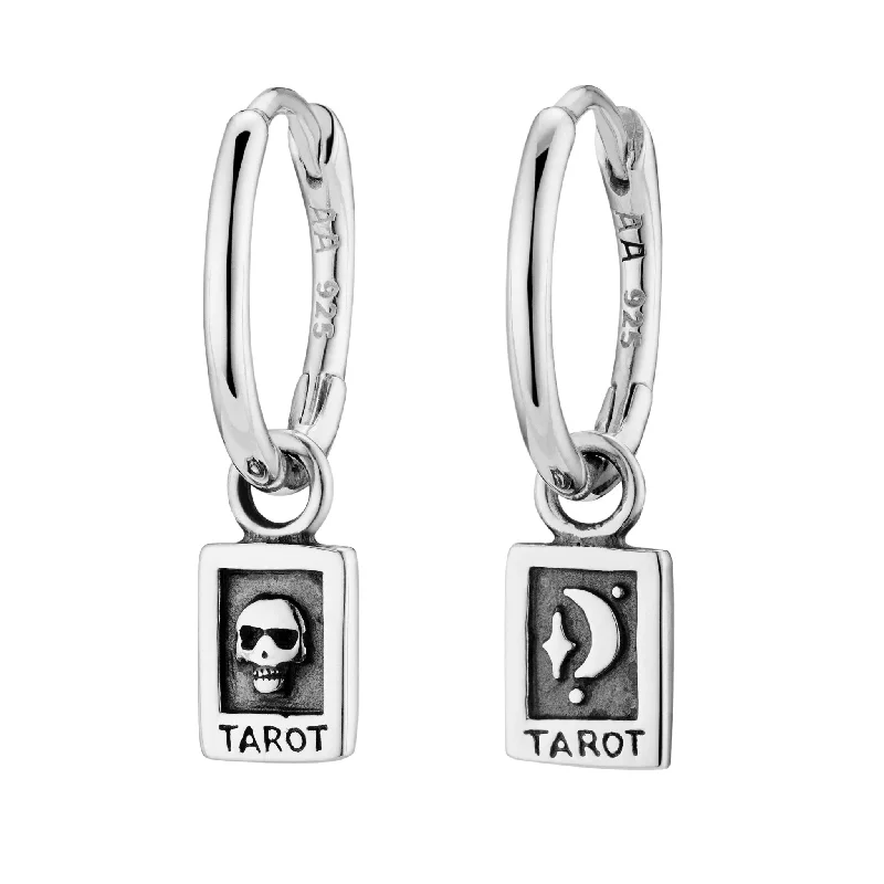 Thin pearl earrings-TAROT - Sterling Silver Hoops