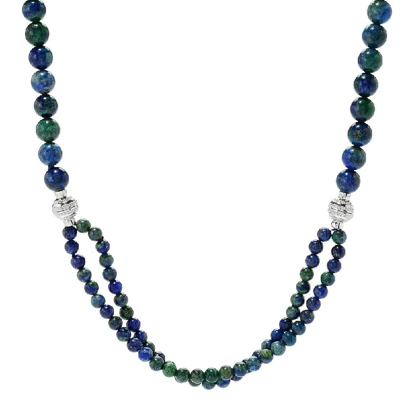 Floating gem necklaces-Sterling Silver 40" Chrysocolla Convertible Beaded Necklace