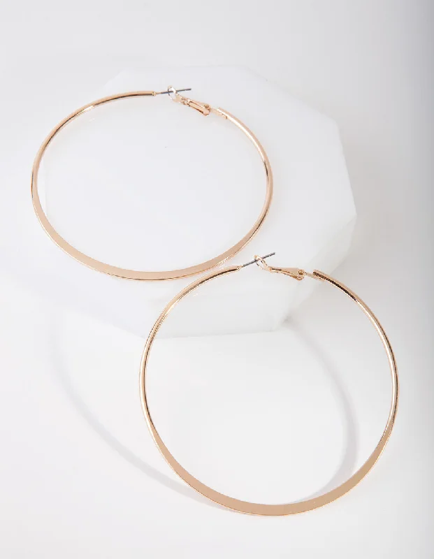 Fine bead earrings-Gold Flat Edge Hoop Earrings