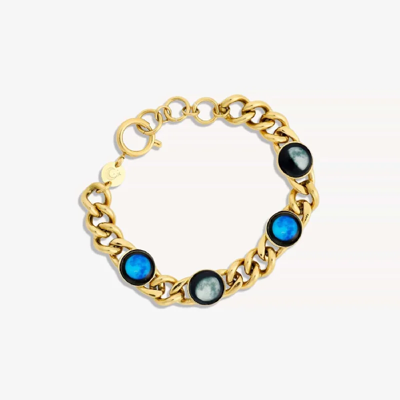 Wide geometric bangles-Four Moon Pleiades Bracelet in Gold