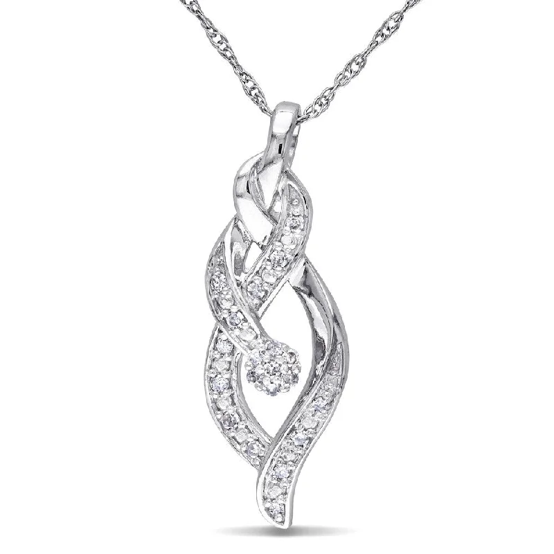 Chic art necklaces-Miadora 10k White Gold 1/10ct TDW Diamond Necklace - White Gold - White Gold