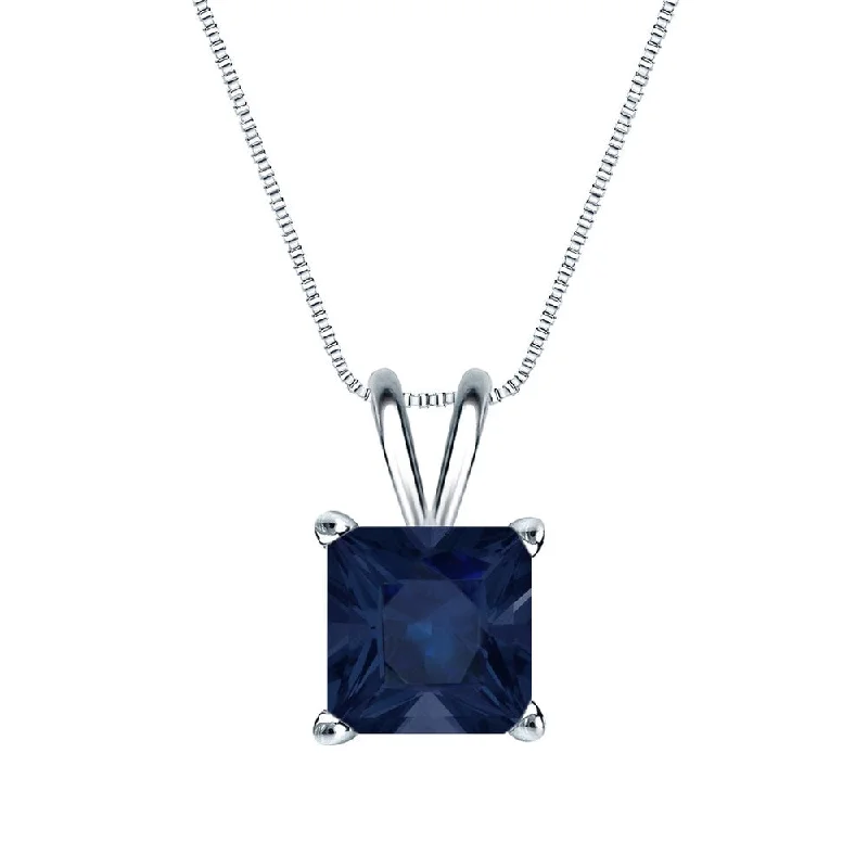 Stretch cord necklaces-Auriya 14k Gold 2ct Princess-cut Sapphire Solitaire Necklace