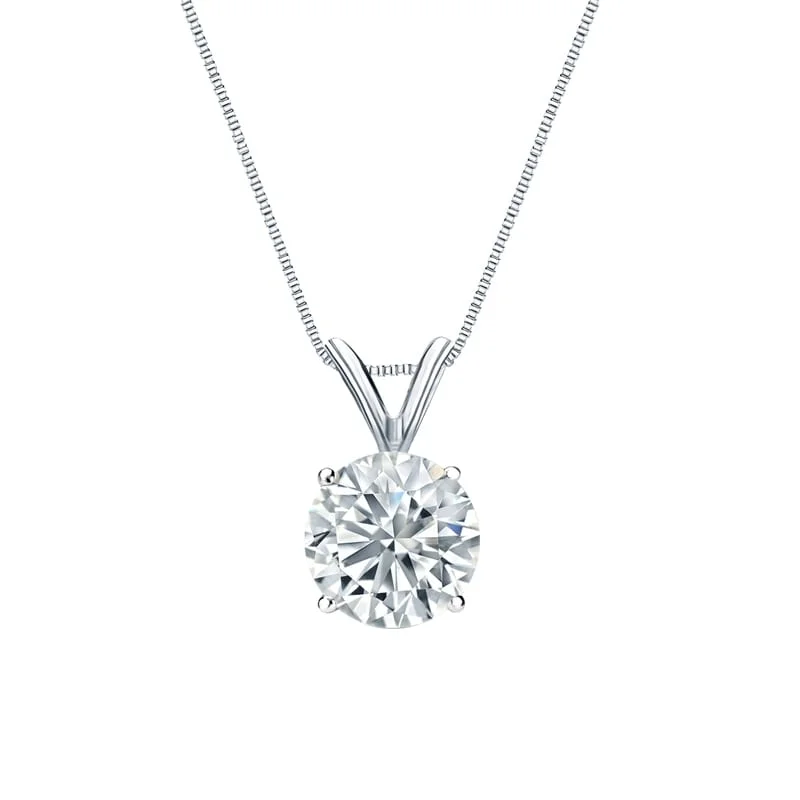 Worn medallion necklaces-Auriya 14-karat Gold 5.00ctw Round Solitaire Lab Grown Diamond Necklace 4-Prong Basket (H-I VS) - 5