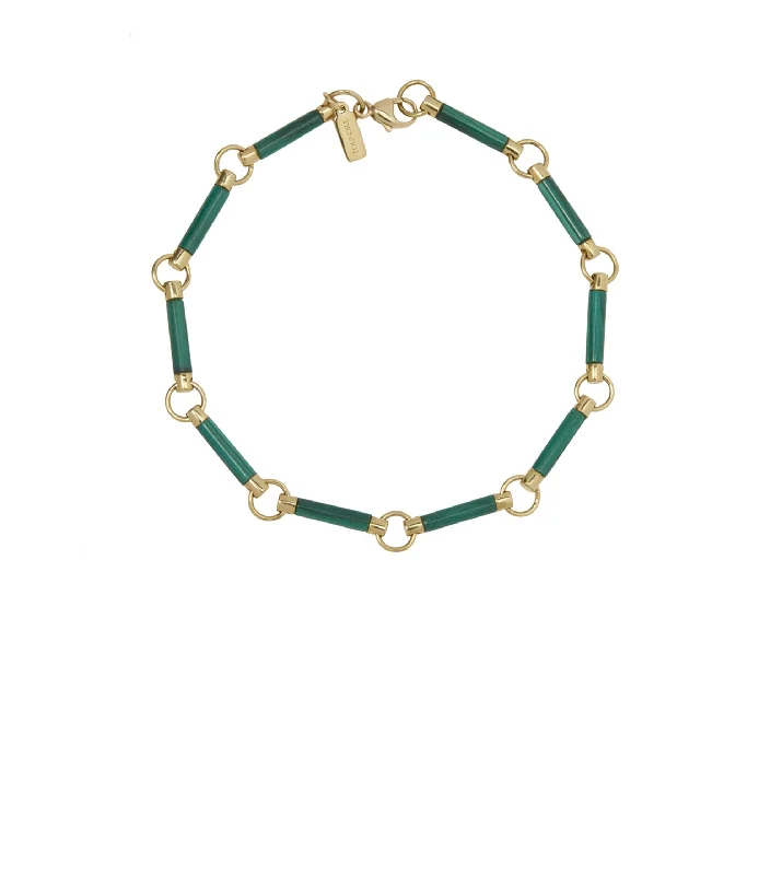 Light clay bangles-Malachite Stone Chain Bracelet