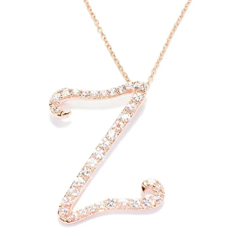 Fiber tassel necklaces-18k Rose Gold over Sterling Silver Round Morganite Initial Z Necklace