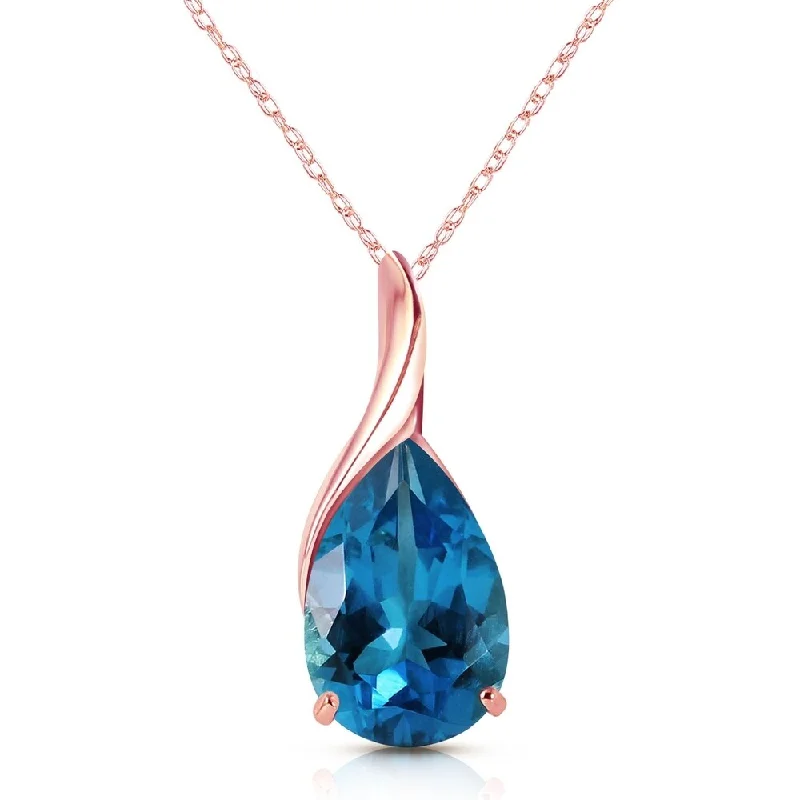 Leaf motif necklaces-14K Rose Gold Blue Topaz New Genuine Deluxe Necklace