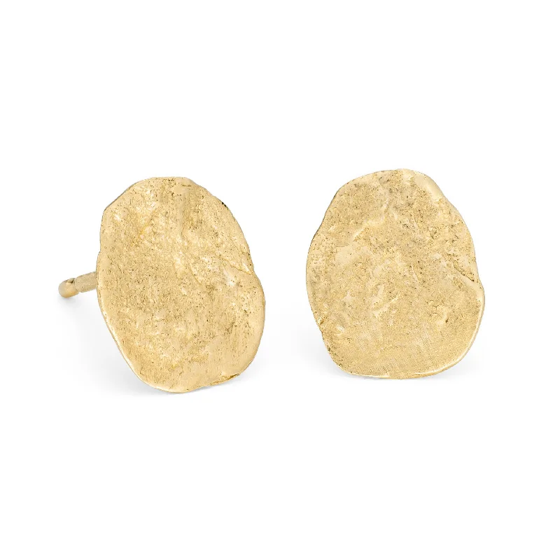 Curved design earrings-Pressed Nugget Studs 18ct Gold