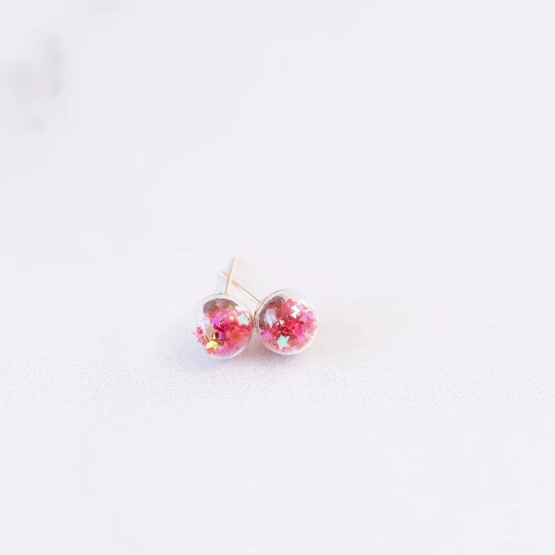 Victorian style earrings-Raspberry Red | Mini Star Confetti Stud Earrings