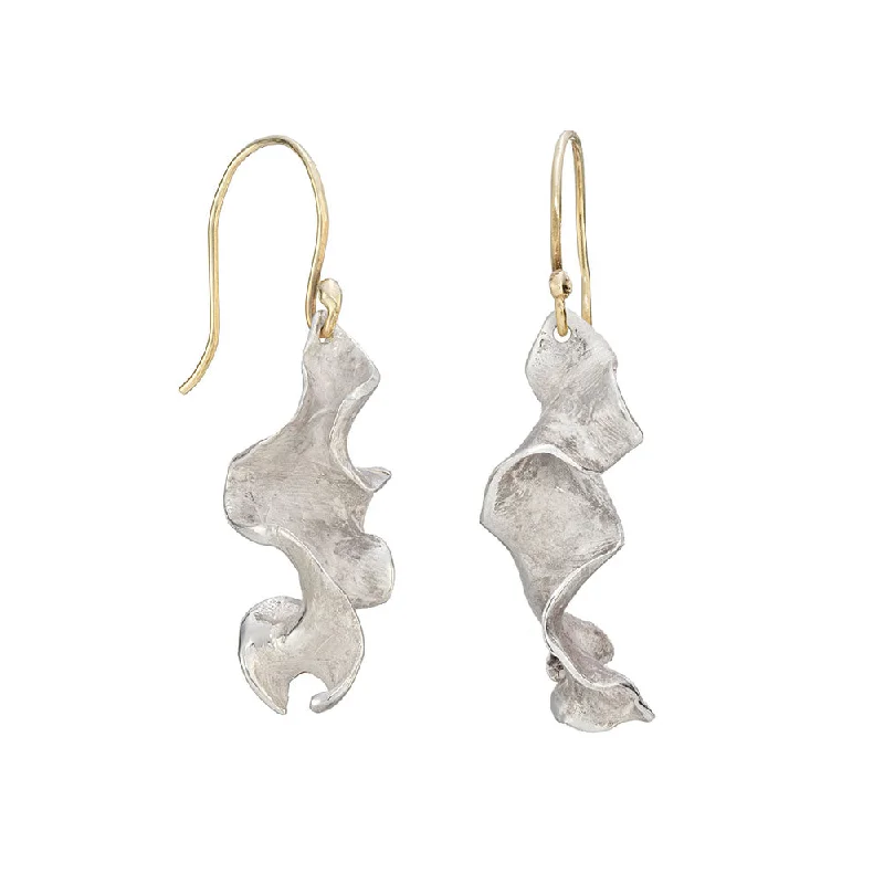 Thin hoop earrings-Curly Kelp Drop Earrings