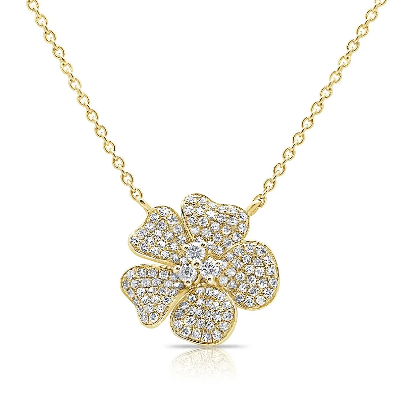 Raised bar necklaces-Joelle Diamond Flower Necklace 14K Gold