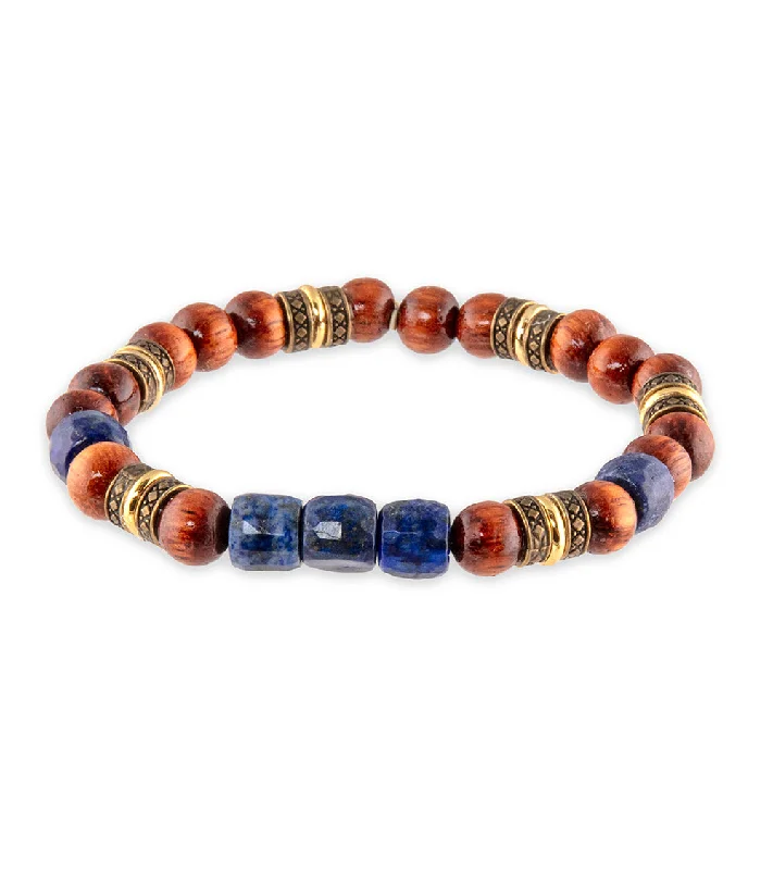 Patina bronze bangles-Lapis, Koa & Alloy Metals Bracelet by Bergan