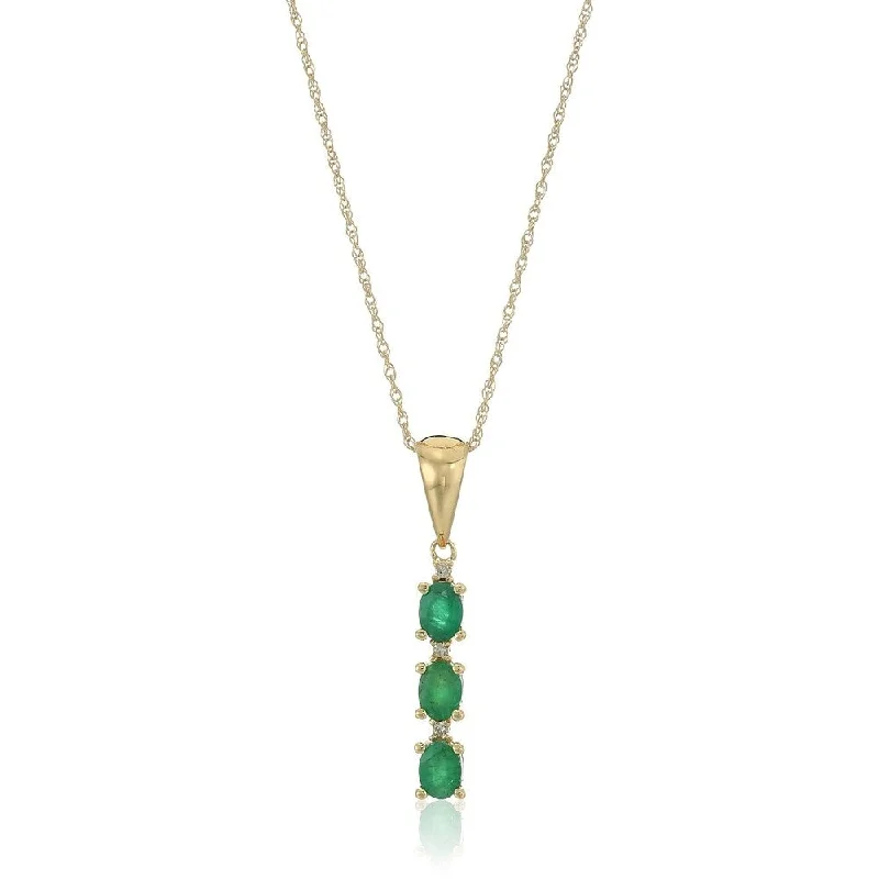 Vivid druzy necklaces-10k Yellow Gold Genuine Emerald & Diamond Pendant Necklace, 18"