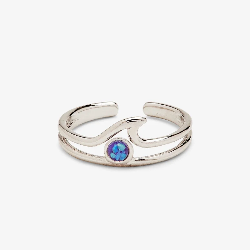 Rough band engagement rings-Opal Wave Toe Ring