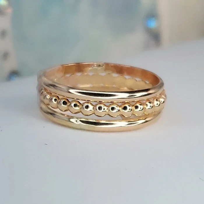 Dual-tone engagement rings-Bead Berri & Classic Bands (14K gold-filled)