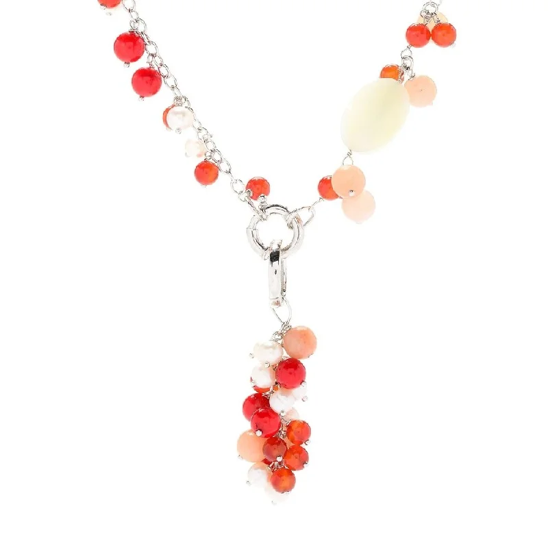 Elegant design necklaces-Sterling Silver 36" 12-in-1 Convertible Coral Beaded Necklace