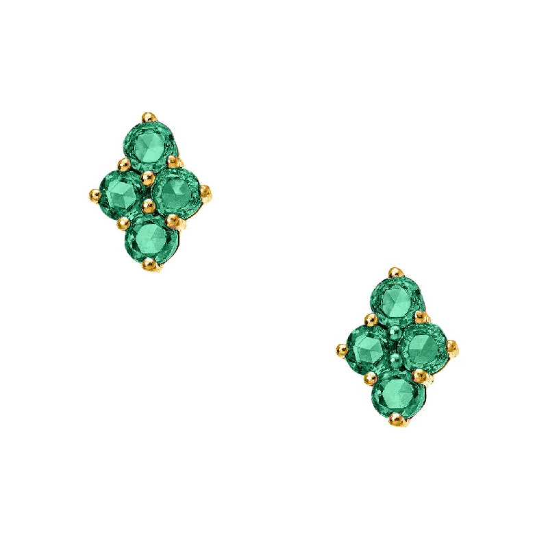 Crystal-twisted earrings-Asher Studs Yellow Gold Emerald