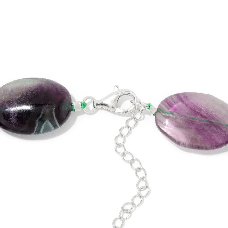 Multi-birthstone necklaces-Sterling Silver 18" Multi Fluorite Beaded Necklace & Bracelet Set